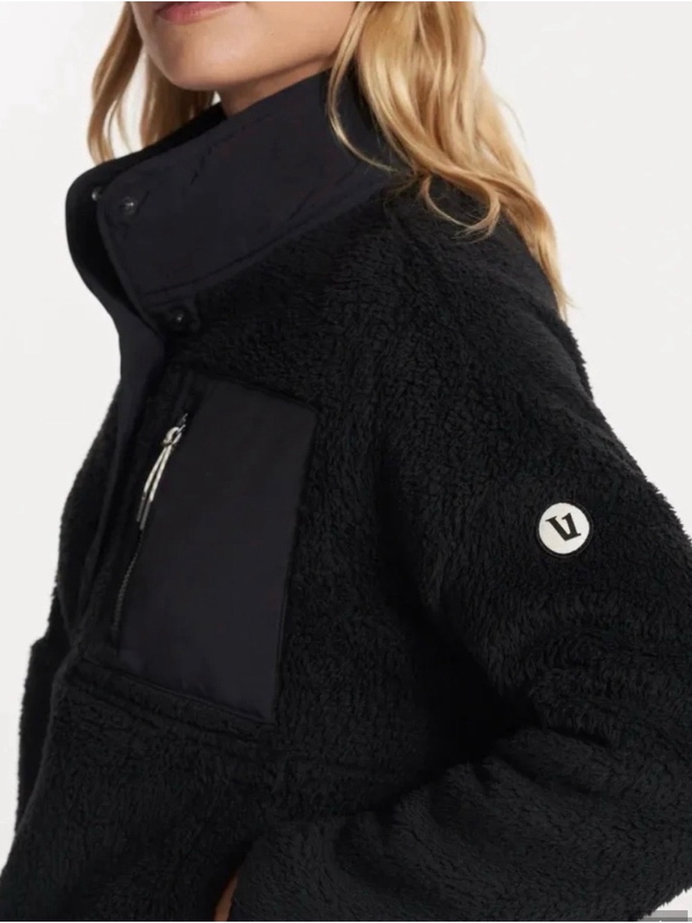 Vuori Black Sherpa Snap Pullover Jacket - Picture 2 of 6